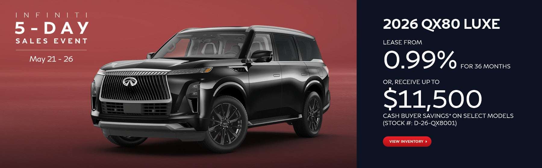Infiniti 5-Day Sales Event: 2026 QX80 Luxe