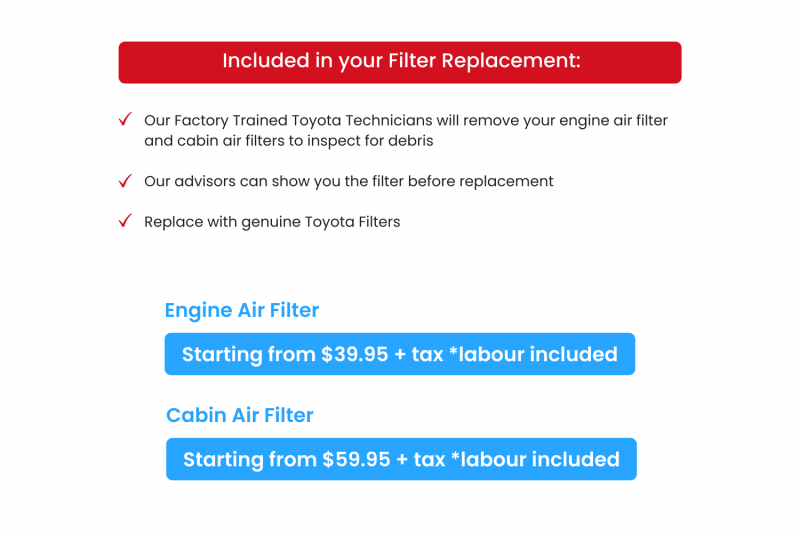 Cabin Engine Air Filter Service Mississauga Toyota