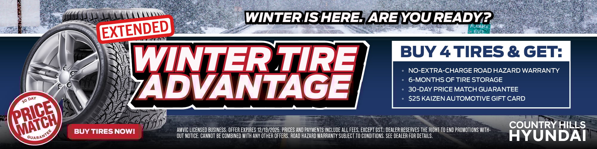 Huge winter tire specials available at Country Hills Hyundai through the Winter Tire Advantage program