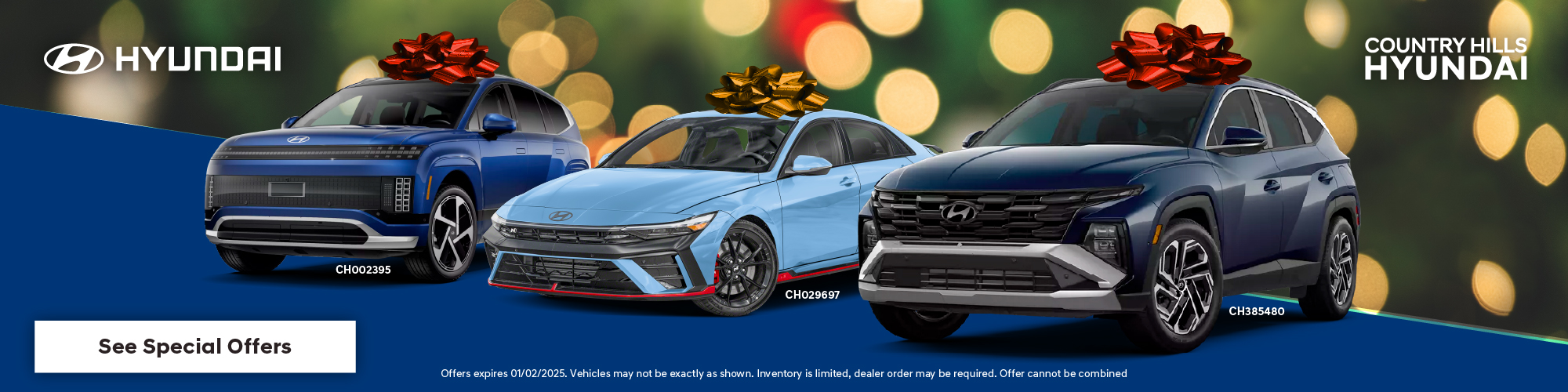Don't pay for 90 days during the Country Hills Hyundai Boxing Month Bonus event until January 2nd, 2026. Check out the 2025 Hyundai Tucson today!
