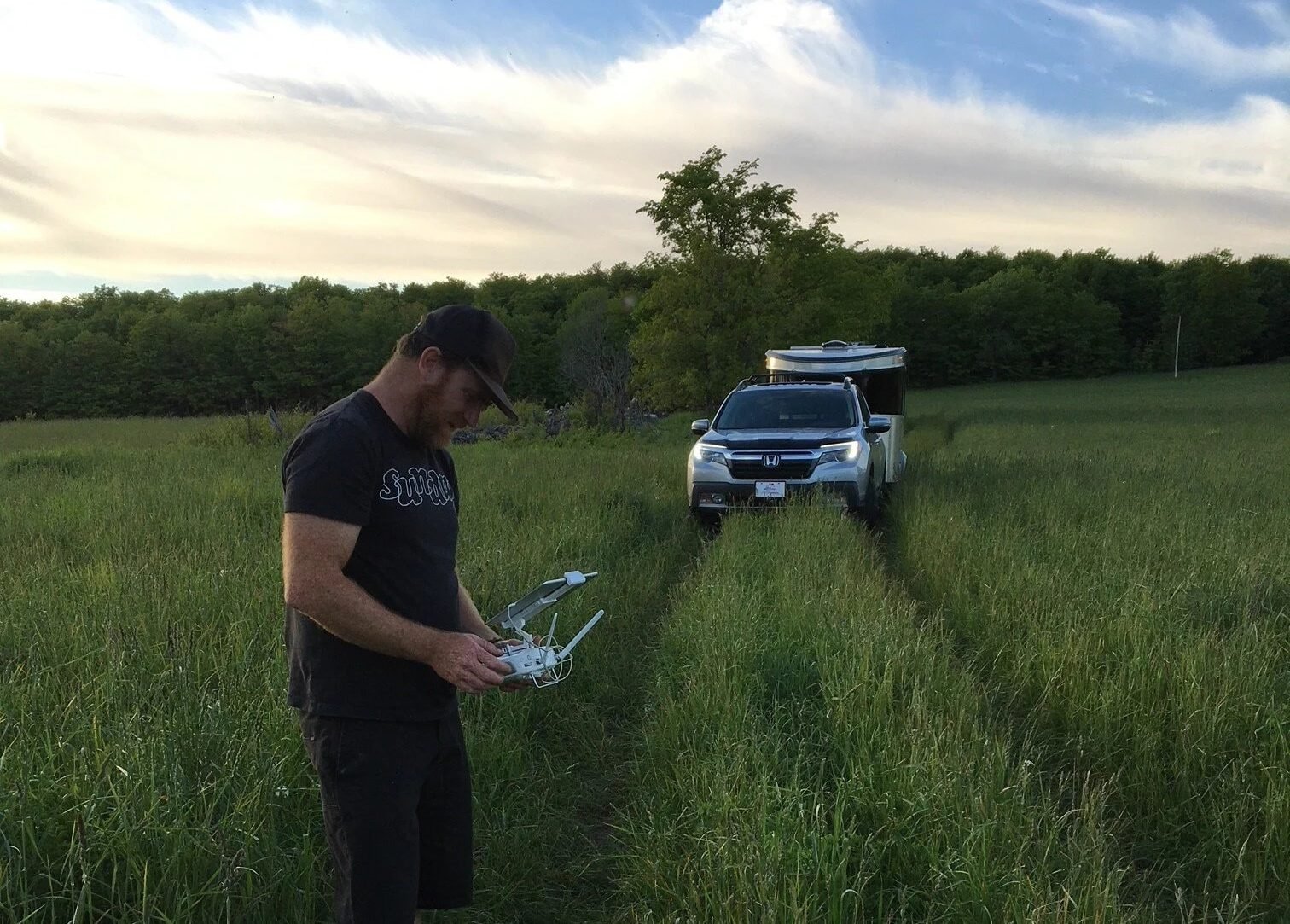   Testing a drone near to Honda