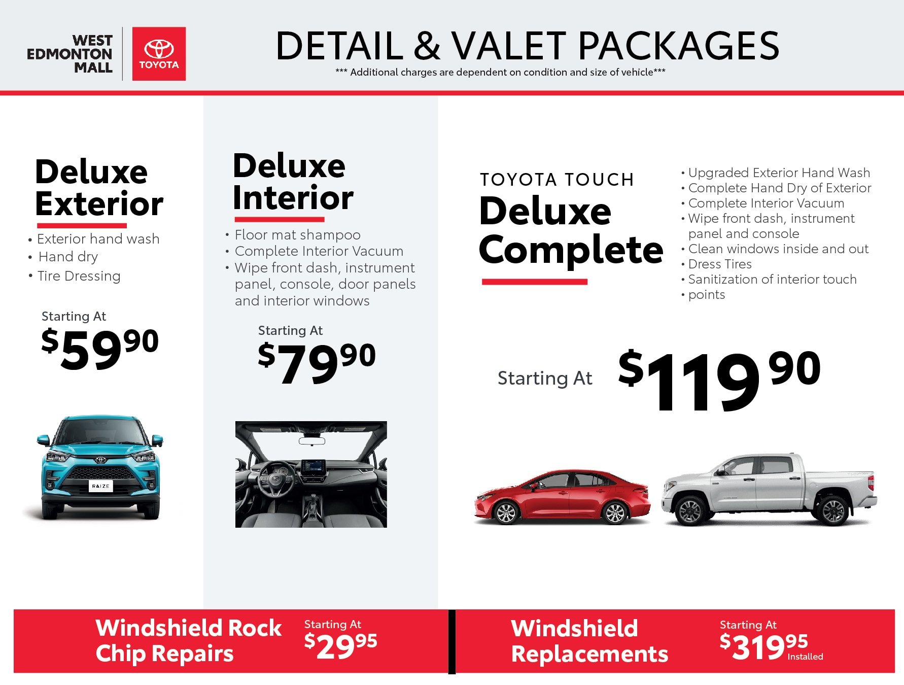 Poster about the detail & valet packages