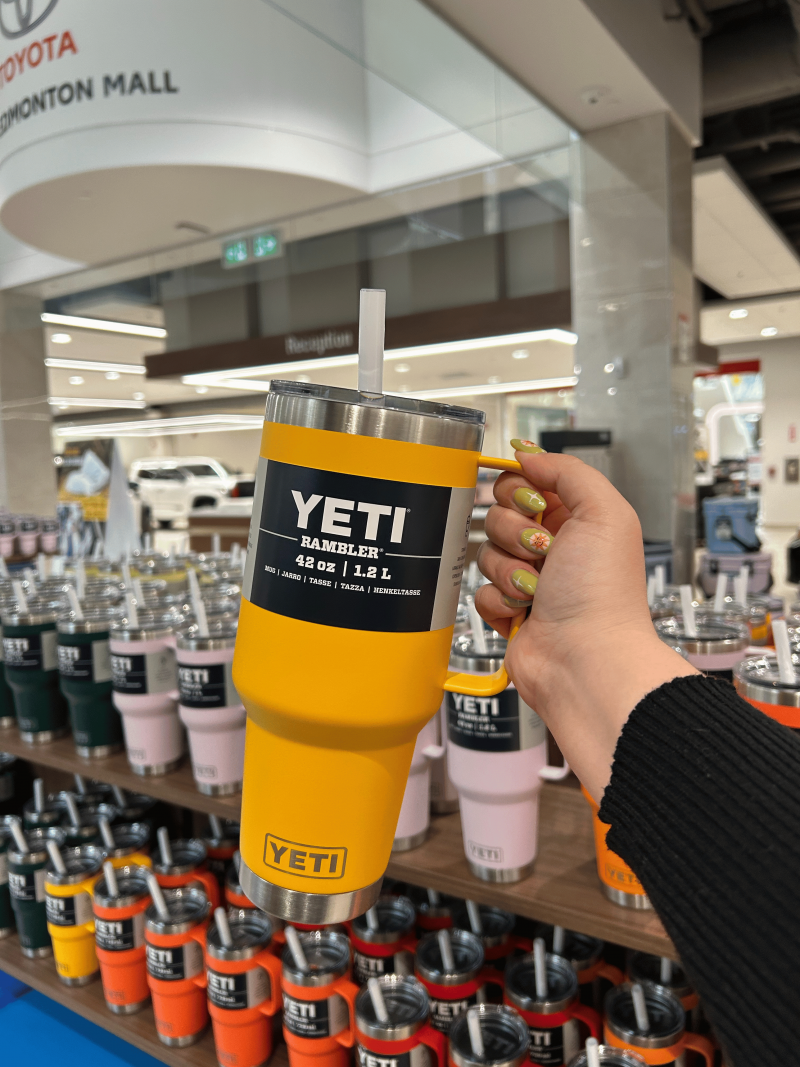 A girl holding a YETI 42oz Rambler back-to-school YETI product in Edmonton