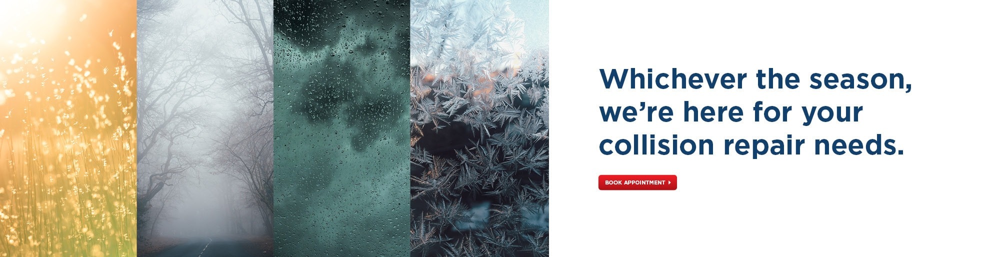 Whichever the season, we're here for your collision repair needs. Book an appointment