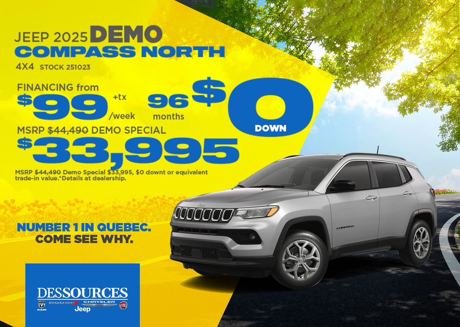 Jeep Compass North 4x4 DEMO 2025 | Des Sources Dodge