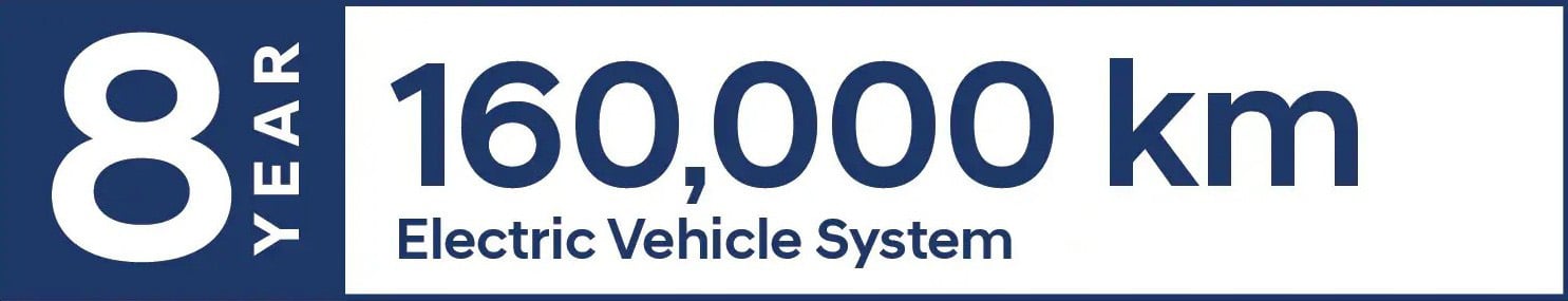 8 year/160,000 km warranty on Electric Vehicle System