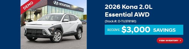 2026 Kona 2.0L Essential AWD (Stock #: D-TU378190)